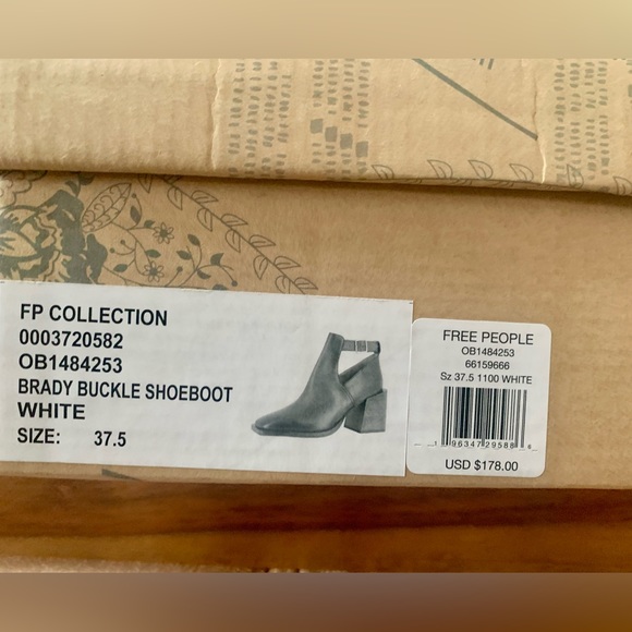 FREE PEOPLE Brady Buckle White Shoe Boot Block Heel - Picture 10 of 10